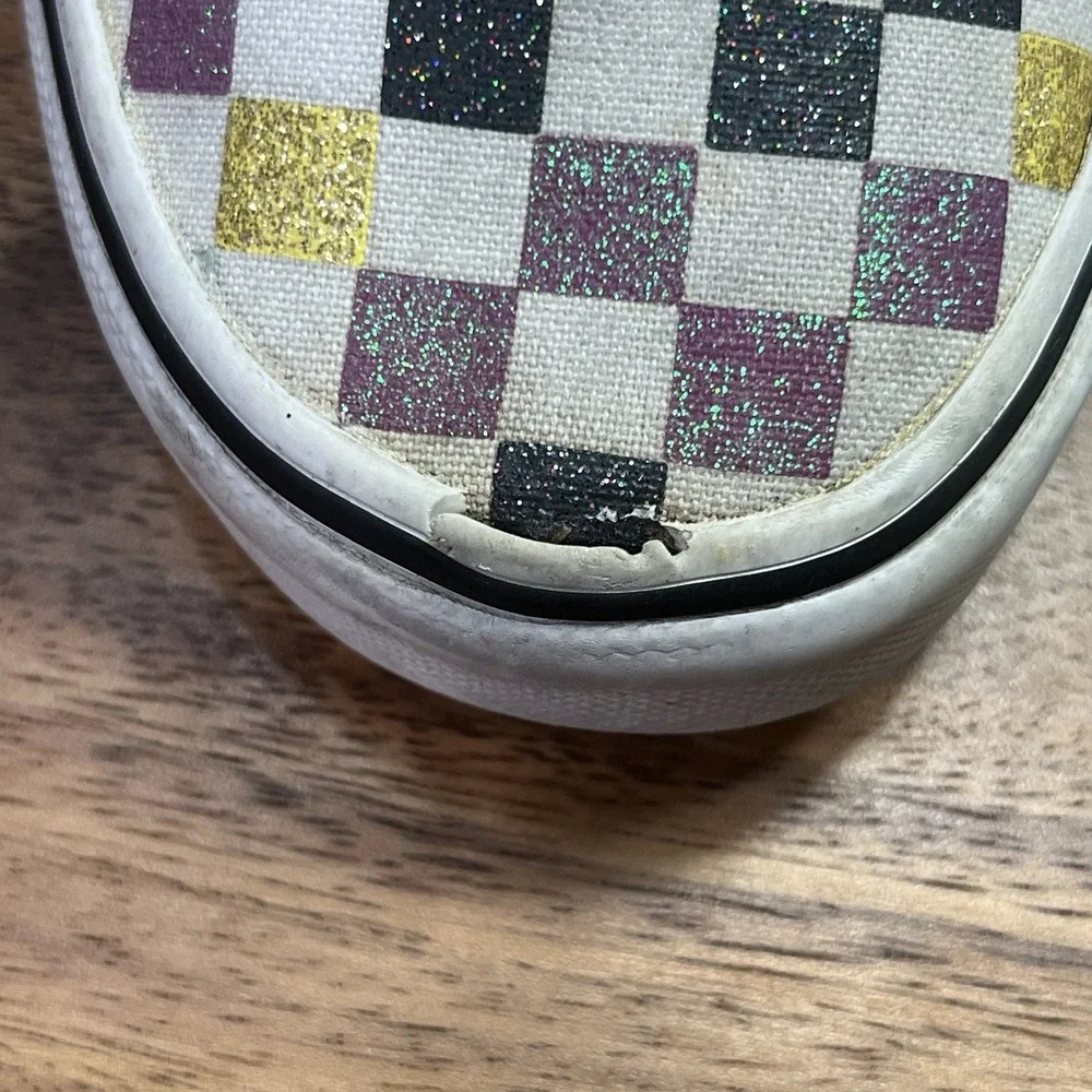 Vans Classic Slip On Glitter‎ Checkerboard Fairy Multicolor Size 3 Kids